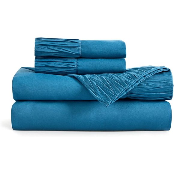 4 PCS Sheets Set - Soft Bed Sheets , Cooling Microfiber TEAL - Picture 2 of 7